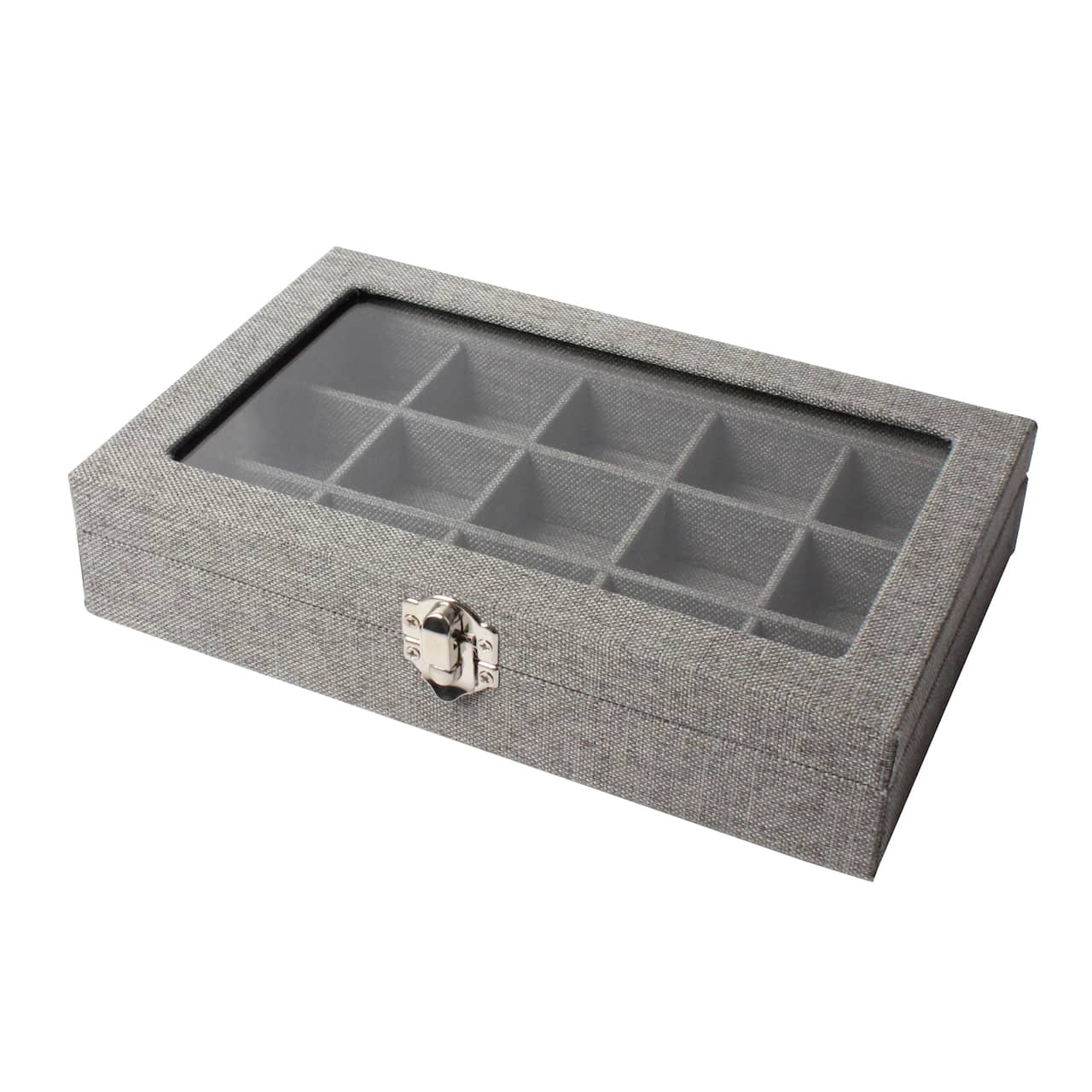 Gray Jewelry Storage Box with Glass Lid by Bead Landing&#x2122;